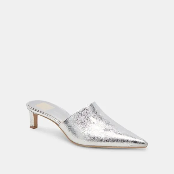 NEW DOLCE VITA Sarina Leather Heel Sandals silver 252