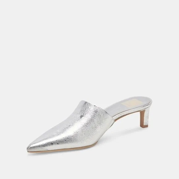 NEW DOLCE VITA Sarina Leather Heel Sandals silver 252