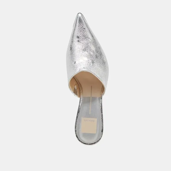 NEW DOLCE VITA Sarina Leather Heel Sandals silver 252