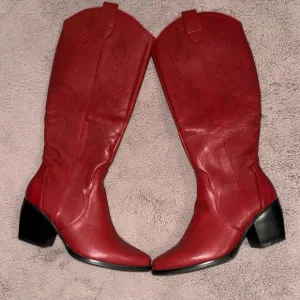 NEW Dream Pairs Women’s Red Cowboy Boots Pull On Embroidered High Boots