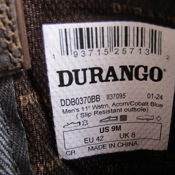 NEW DURANGO Mens Westward Cowboy Boots Square Toe Mid  Slip-Resistant Size 9