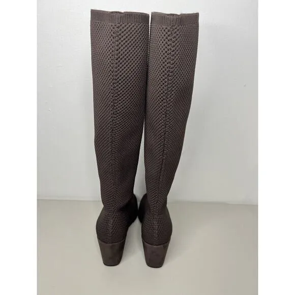 NEW Eileen Fisher Brown Kasana Stretch Knit Pull On Boots Size 8