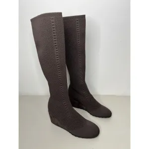 NEW Eileen Fisher Brown Kasana Stretch Knit Pull On Boots Size 8