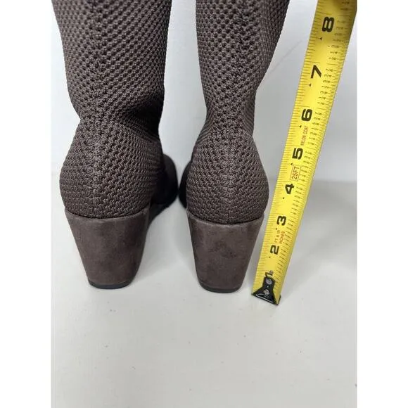 NEW Eileen Fisher Brown Kasana Stretch Knit Pull On Boots Size 8