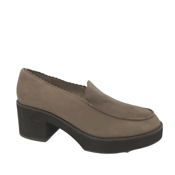 NEW Eileen Fisher Harria Loafers Womens 11 Gray Leather Platform Block Heel