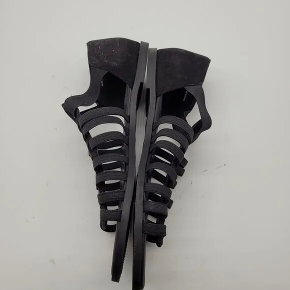 New Eileen Fisher Rato Sandals Sz 7.5 Black Slip On Elastic Sandal Stretch flats