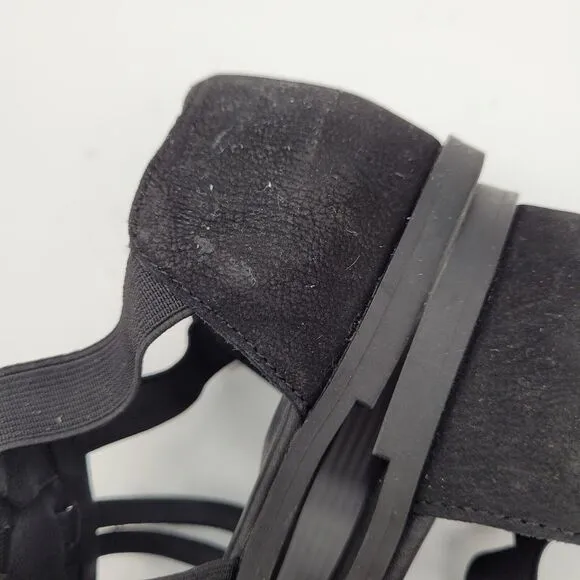 New Eileen Fisher Rato Sandals Sz 7.5 Black Slip On Elastic Sandal Stretch flats