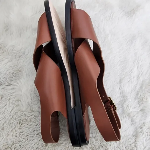 NEW Everlane Brown Leather Cross-Strap Sandals