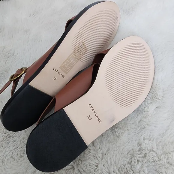 NEW Everlane Brown Leather Cross-Strap Sandals