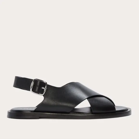 NEW Everlane The City Crossover Black Leather Sandals