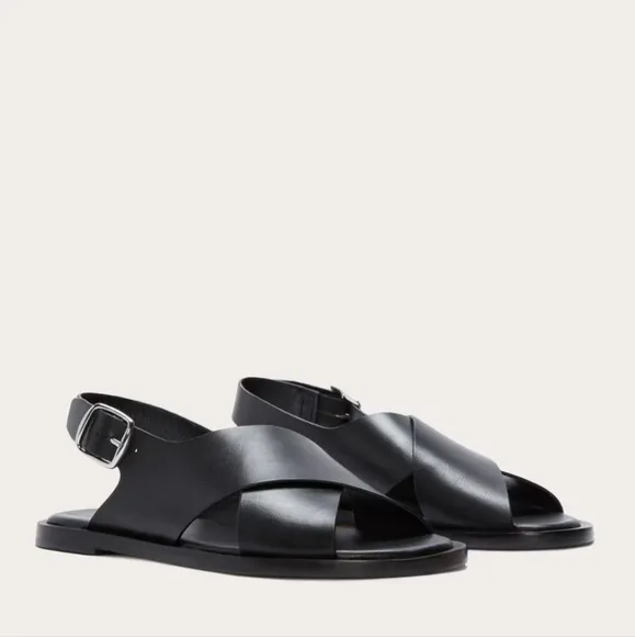 NEW Everlane The City Crossover Black Leather Sandals