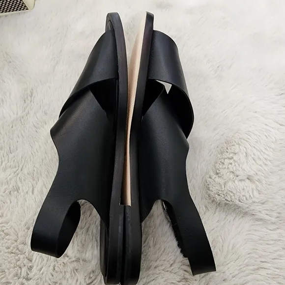 NEW Everlane The City Crossover Black Leather Sandals