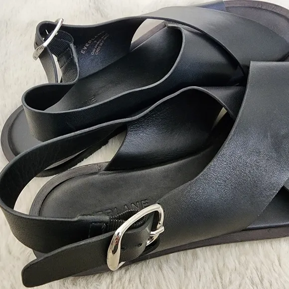 NEW Everlane The City Crossover Black Leather Sandals