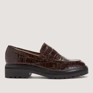 NEW Everlane The Lug Brown Crocodile Leather Chunky Loafers