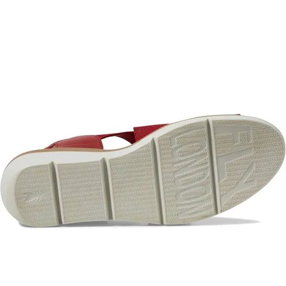 NEW FLY LONDON women's noli056fly wedge heel sandal in lipstick red