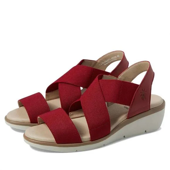 NEW FLY LONDON women's noli056fly wedge heel sandal in lipstick red