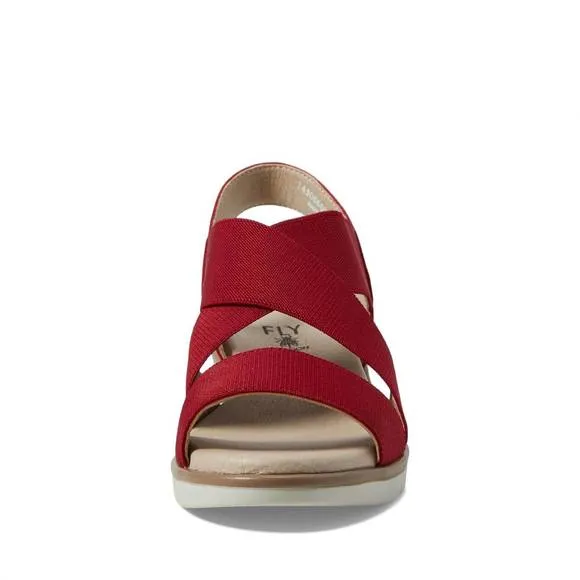 NEW FLY LONDON women's noli056fly wedge heel sandal in lipstick red