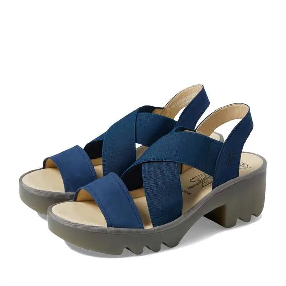 NEW FLY LONDON women's taji502fly leather slingback sandal in blue