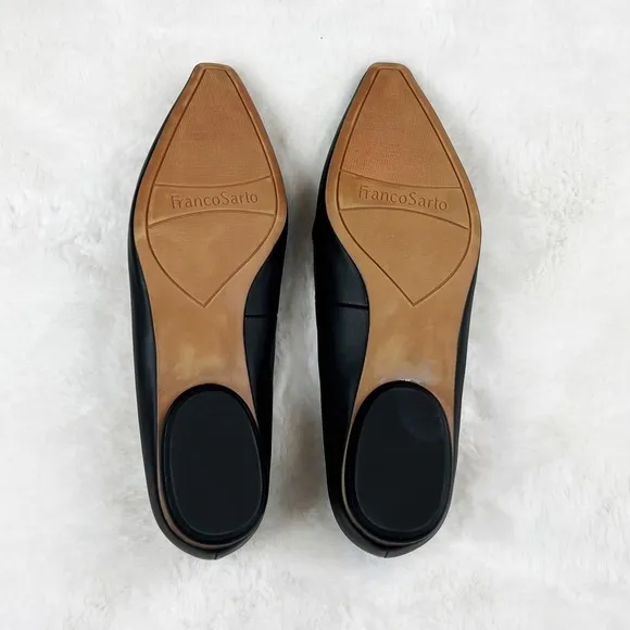 NEW Franco Sarto Belamour Faux Leather Pointed Toe Loafers in Black