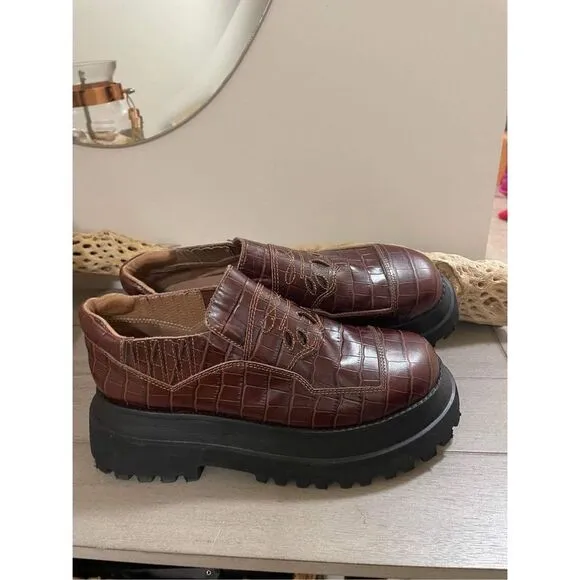 New Free  People x Mutma Kylie Croc Loafers Size 40