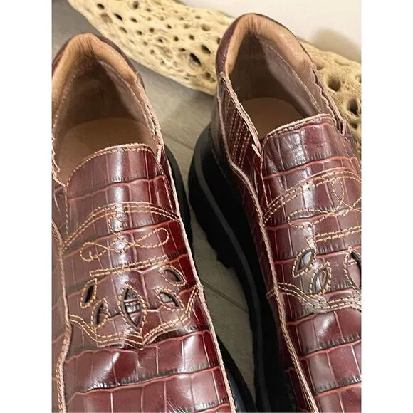 New Free  People x Mutma Kylie Croc Loafers Size 40