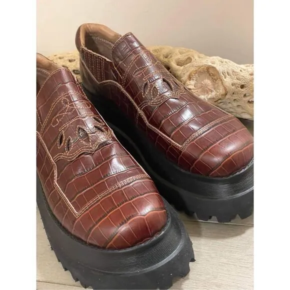 New Free  People x Mutma Kylie Croc Loafers Size 40