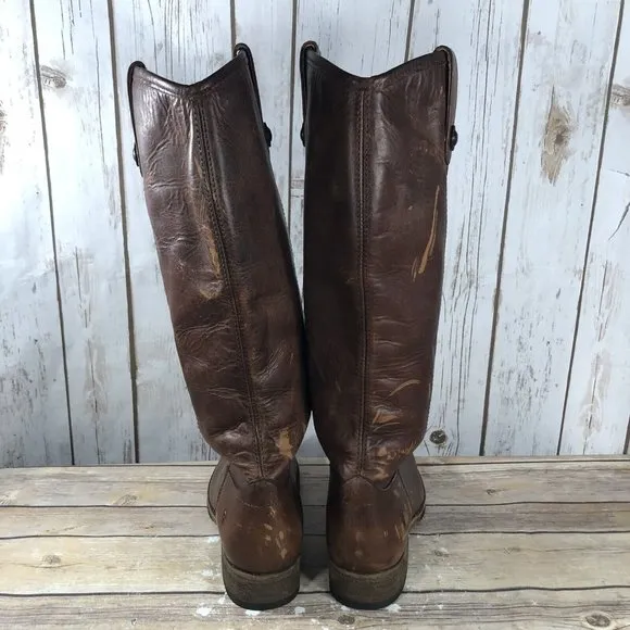 NEW Frye Melissa Tall Riding Boots Womens Size 6.5 Cognac Leather Pull On Brown