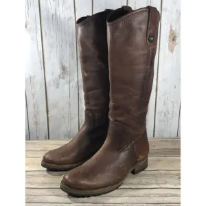 NEW Frye Melissa Tall Riding Boots Womens Size 6.5 Cognac Leather Pull On Brown