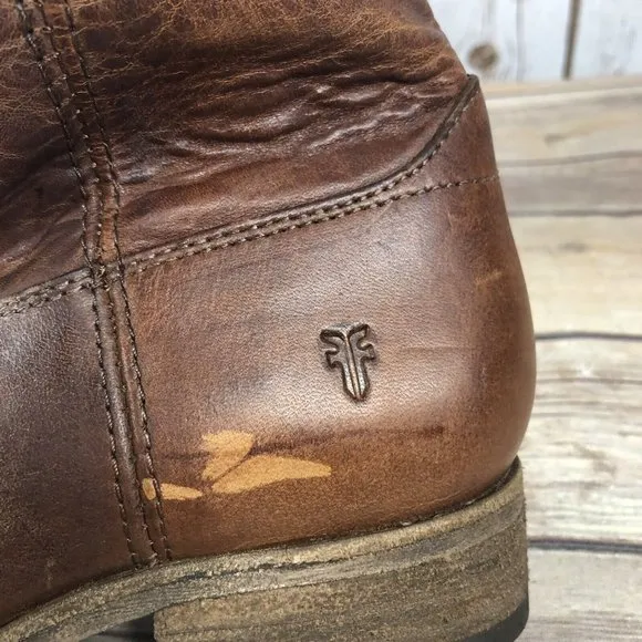 NEW Frye Melissa Tall Riding Boots Womens Size 6.5 Cognac Leather Pull On Brown