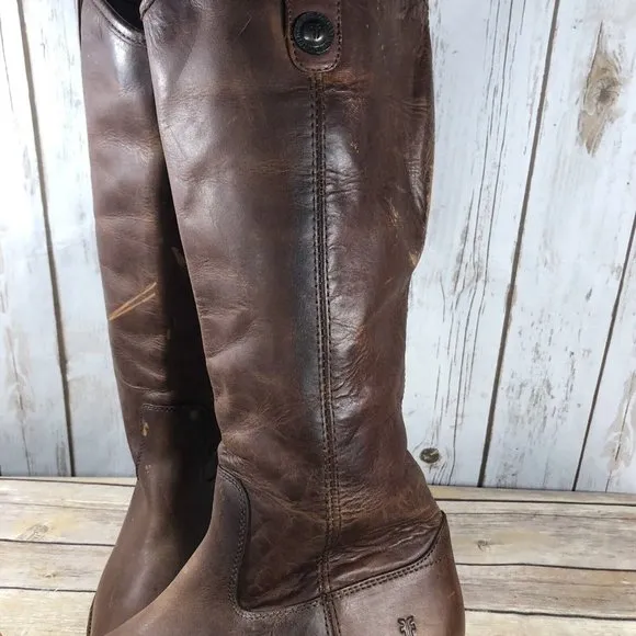NEW Frye Melissa Tall Riding Boots Womens Size 6.5 Cognac Leather Pull On Brown