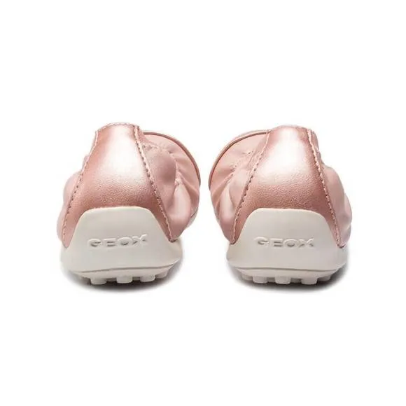 NEW GEOX girls piuma leather ballet flats in rosegold