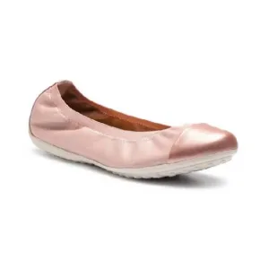 NEW GEOX girls piuma leather ballet flats in rosegold