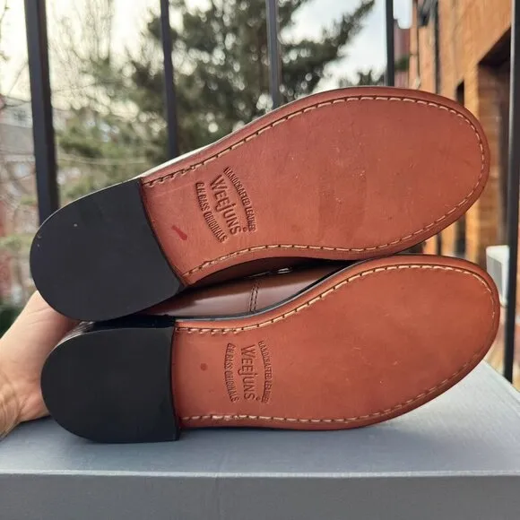 NEW GH Bass Whitney Cozy Weejuns Loafers Shoes Shearling Fleece Brown Leather