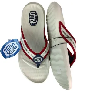 New! Hey Dude Myers Americana White Flip Fop Men's Sandals Various Sz M10