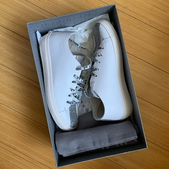 New in box Leather Crown glitter sneakers