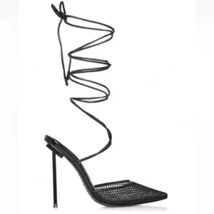 NEW Jessica Rich Women's Exotic Black Ankle Wrap High Heeled Sandals #643