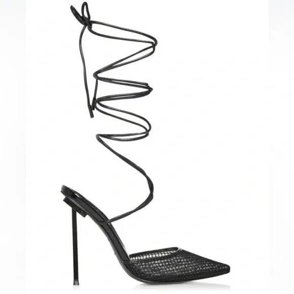 NEW Jessica Rich Women's Exotic Black Ankle Wrap High Heeled Sandals #643
