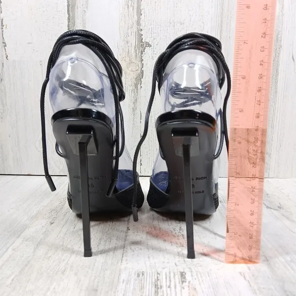 NEW Jessica Rich Women's Exotic Black Ankle Wrap High Heeled Sandals #643