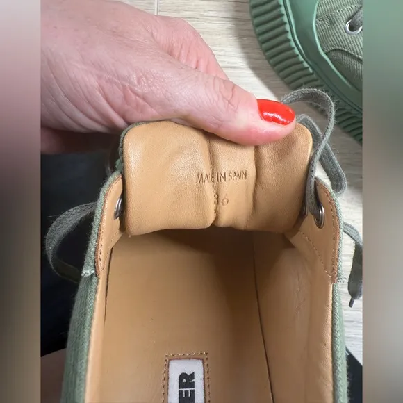 NEW Jil Sander Green Canvas Platform Sneakers