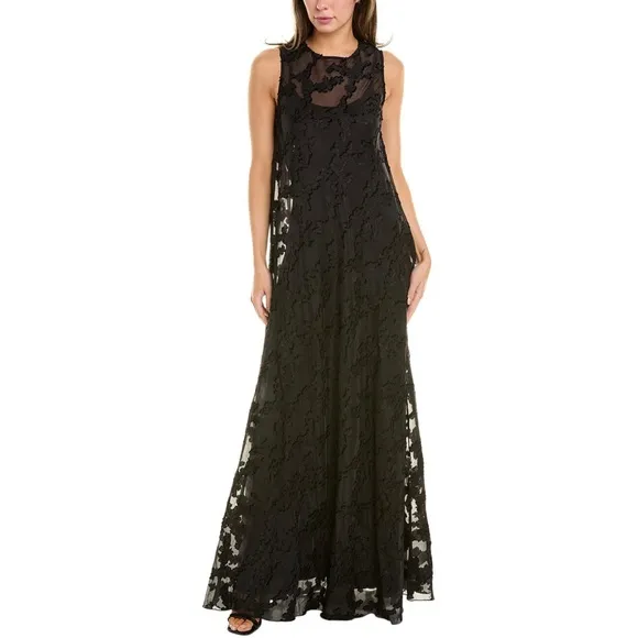 NEW! Johnny Was Black Label FLOWER JACQUARD MAXI DRESS Black Maxi Size Small NWT