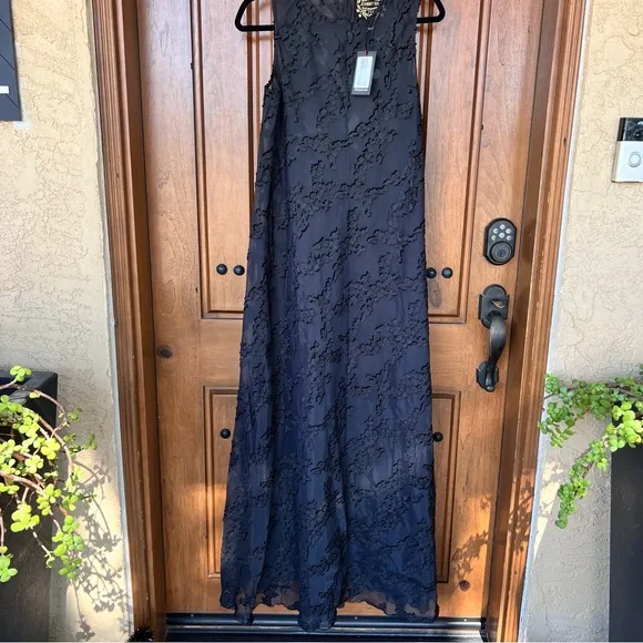 NEW! Johnny Was Black Label FLOWER JACQUARD MAXI DRESS Black Maxi Size Small NWT