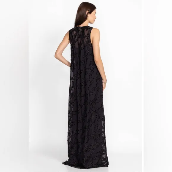 NEW! Johnny Was Black Label FLOWER JACQUARD MAXI DRESS Black Maxi Size Small NWT