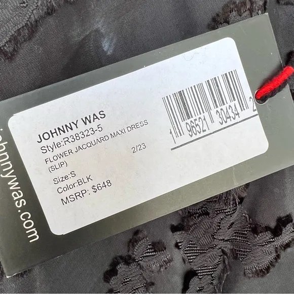 NEW! Johnny Was Black Label FLOWER JACQUARD MAXI DRESS Black Maxi Size Small NWT