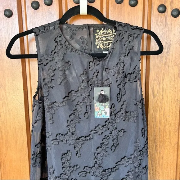 NEW! Johnny Was Black Label FLOWER JACQUARD MAXI DRESS Black Maxi Size Small NWT