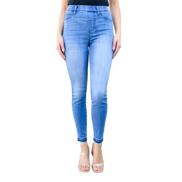 NEW JUDY BLUE high rise pull on release hem skinny jeans in medium wash