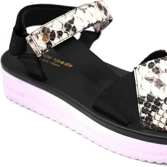 NEW Kate Spade Dotty Embossed Snakeskin Sandals in Black/White