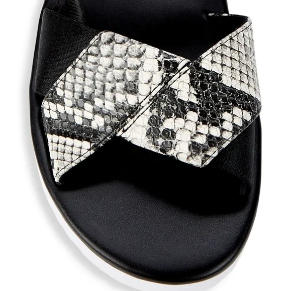 NEW Kate Spade Dotty Embossed Snakeskin Sandals in Black/White