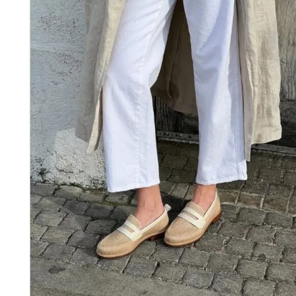 new Kelsi Dagger Brooklyn Lens Leather and Jute  Loafers 254