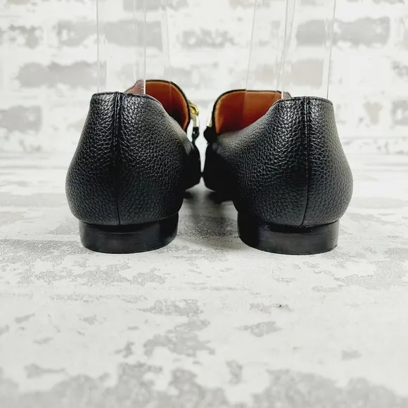 New Linea Paolo Mabel Black Faux Leather Pointed Toe Loafers W684