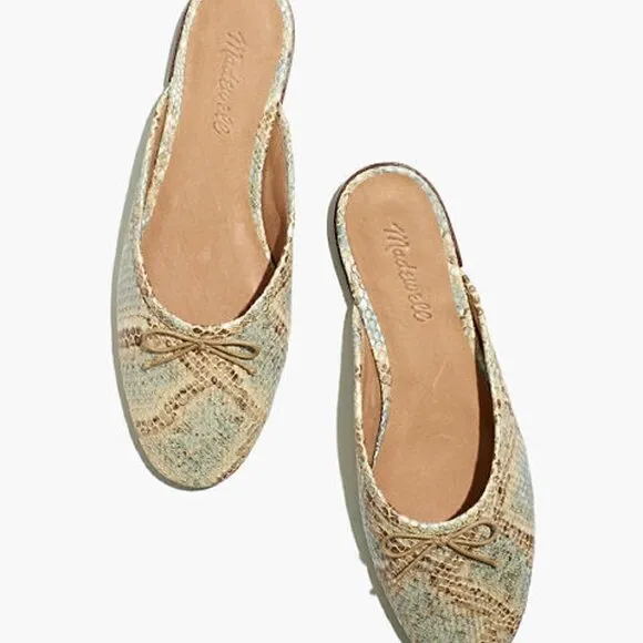 NEW Madewell The Adelle Ballet Mule in Snake Embossed Leather